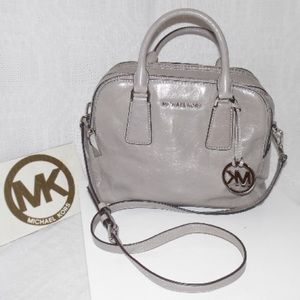 Michael Kors Gray Leather Crossbody Satchel Bag